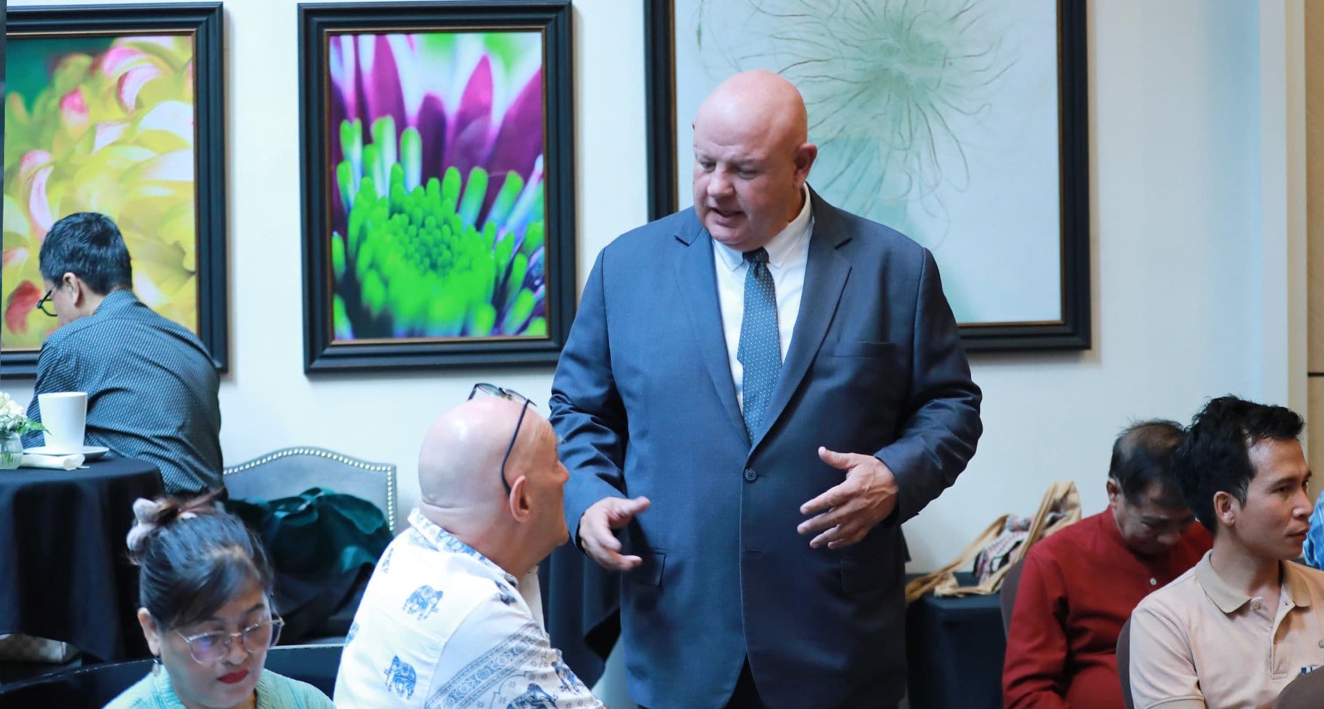 Professional business training seminar in a modern classroom